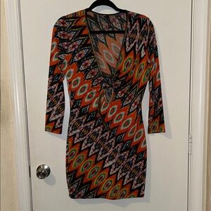 Colorful Geometric Long Sleeve Dress